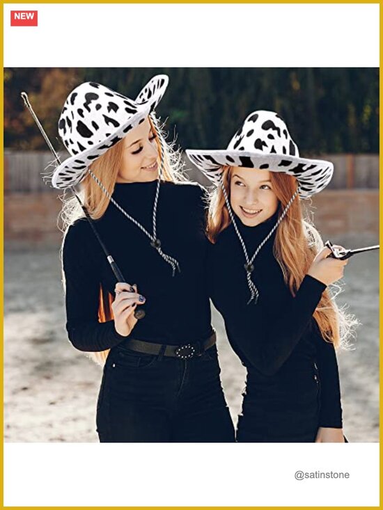 4 Pack Cow Print Cowboy Hat Non-Woven Fabric for Halloween Cosplay main image 6